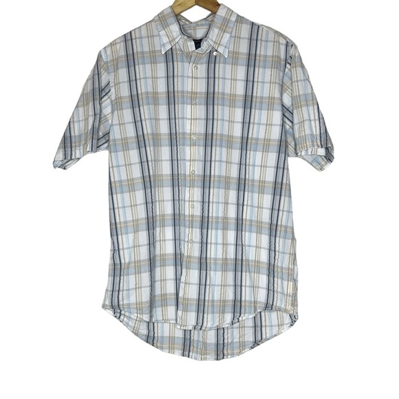 Van Heusen Seersucker Plaid Short Sleeve Button Down shirt - Picture 1 of 6